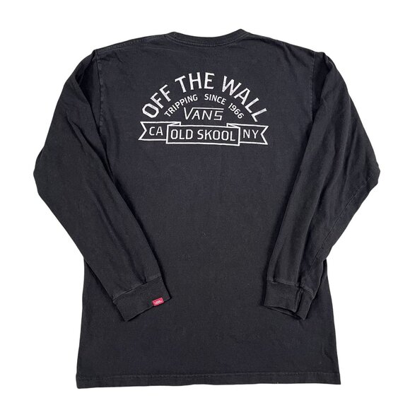 Vans Long Sleeve Black Classic Fit T-Shirt Sz Medium - Picture 1 of 3